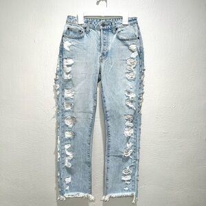 Carmar Emelia High Rise Side Shredded Straight Leg Crop Jeans